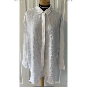 Haven Well Within Womens Lg White Long Sleeve Buttondown Shirt/Beach Coverup NEW